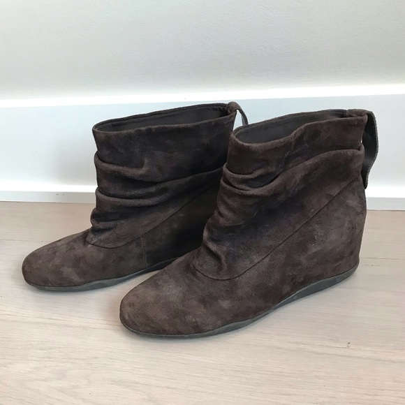Suede Slouch Booties w/ Hidden Wedge - Size 6.5 - Picture 3 of 5